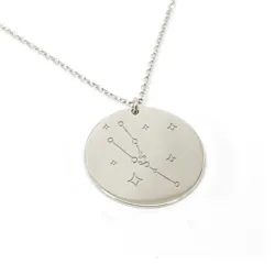 Silver engraved Taurus necklace