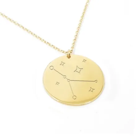 Ζώδιο αστερισμός  Καρκίνος - Χρυσό κολιέ με χάραξη σε ασήμι 925