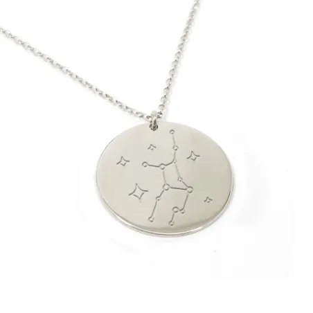 Ζώδιο αστερισμός  Παρθένος- Ασημένιο κολιέ με χάραξη