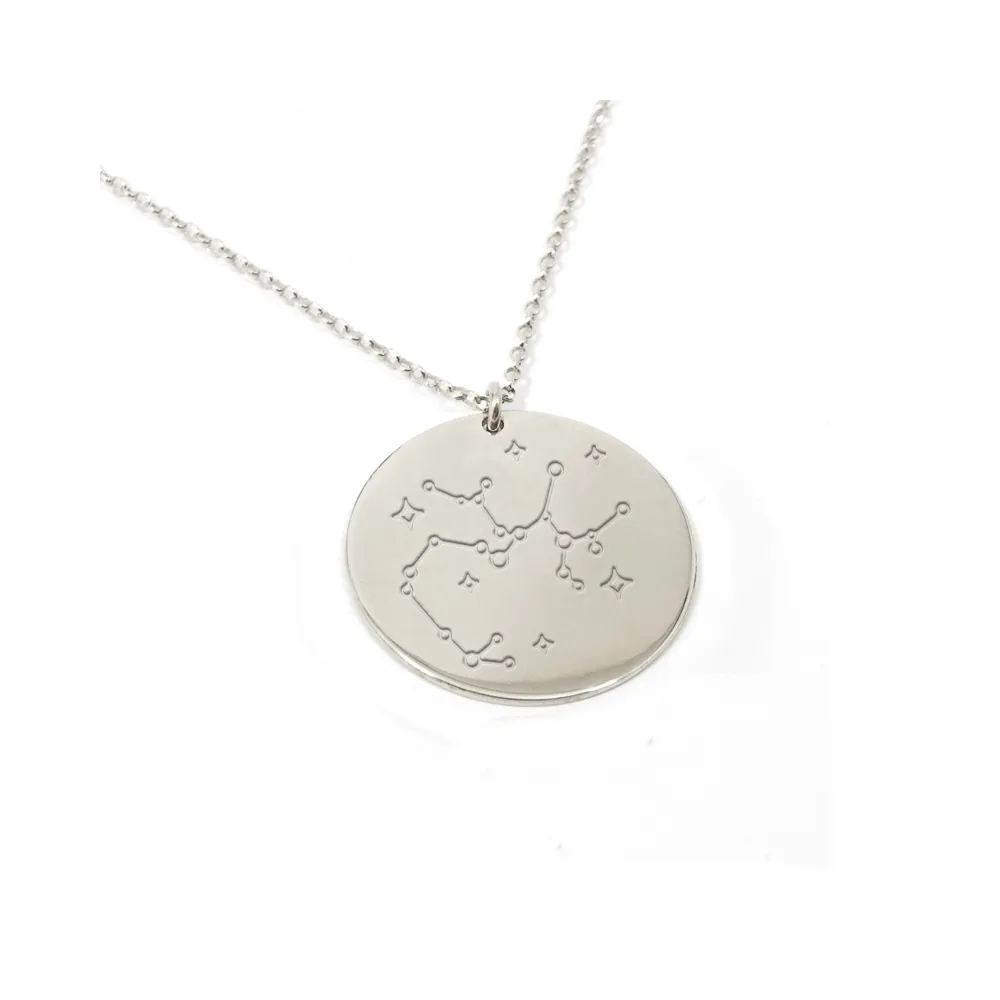 Ζώδιο αστερισμός Τοξότης  - Ασημένιο κολιέ με χάραξη