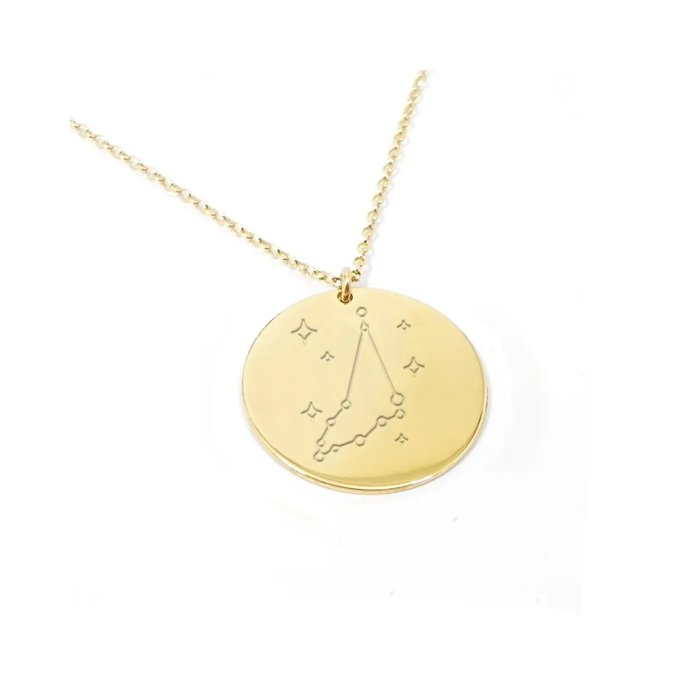 Ζώδιο αστερισμός Αιγόκερως  - Χρυσό κολιέ με χάραξη σε ασήμι 925