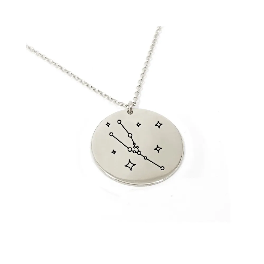 Ζώδιο αστερισμός Ταύρος - Ασημένιο κολιέ με χάραξη