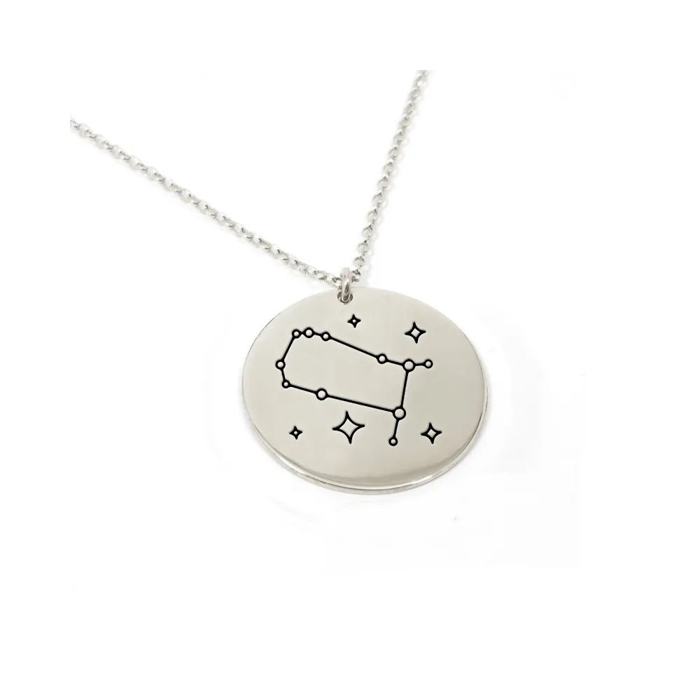 Silver engraved Gemini necklace