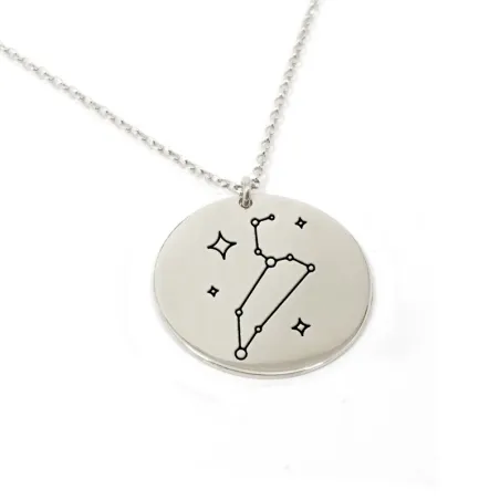 Silver engraved Leo necklace