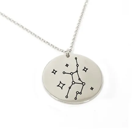 Silver engraved Virgo necklace