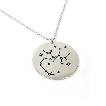 Ζώδιο αστερισμός Τοξότης  - Ασημένιο κολιέ με χάραξη