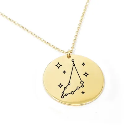 Ζώδιο αστερισμός Αιγόκερως  - Χρυσό κολιέ με χάραξη σε ασήμι 925