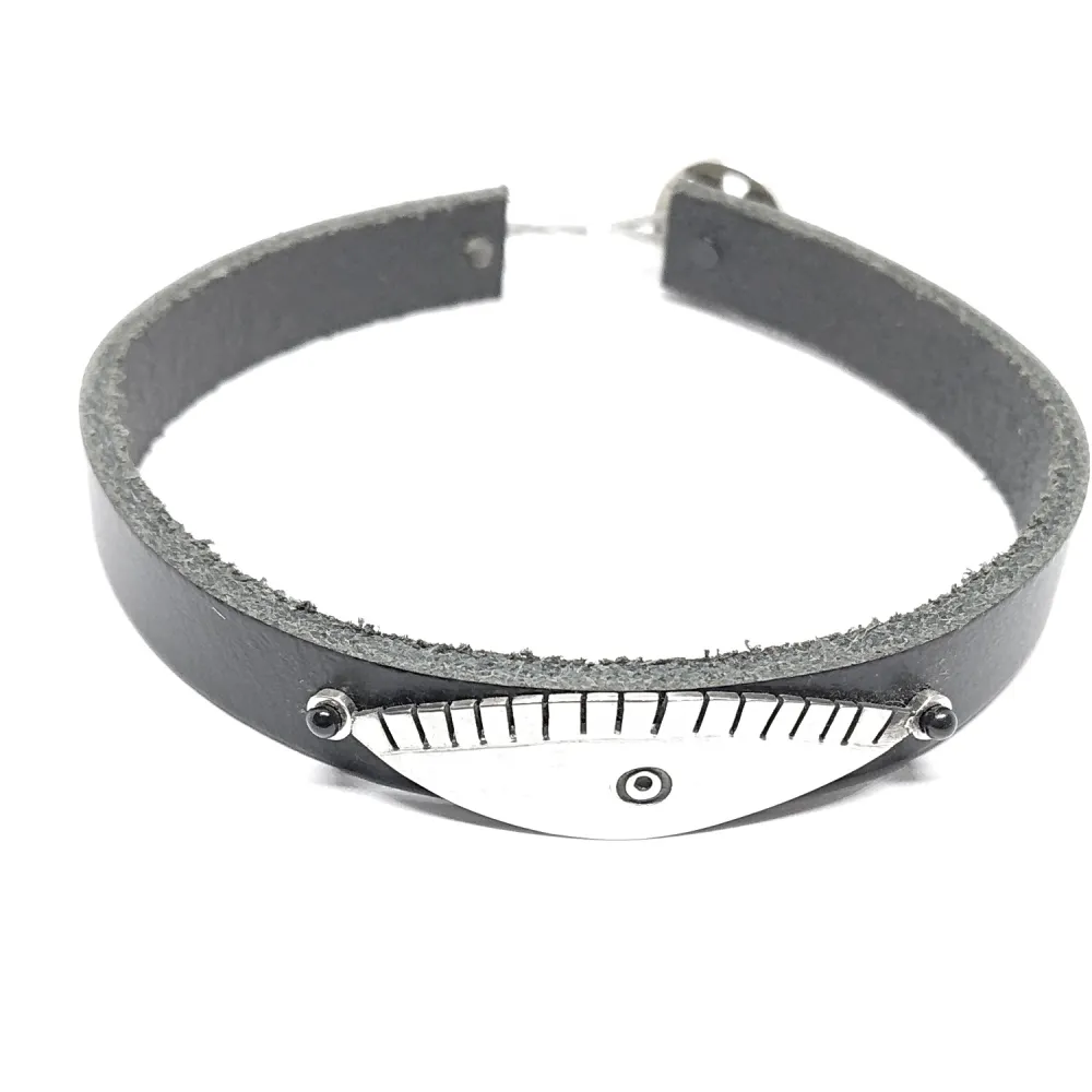 Bracelet with leather and silver NKS055920 Bracelet with leather and silver NKS055920