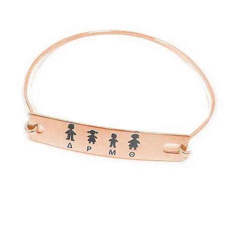 Bracelet with your family figures and their initials in gold plated sterling silver