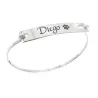 Bangle bracelet with engraved ID tag in rose gold plated sterling silver Bangle bracelet with engraved ID tag in rose gold plated sterling silver