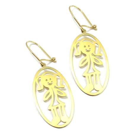 Kids drawing sterling silver earrings, actual children drawing earrings with oval frame