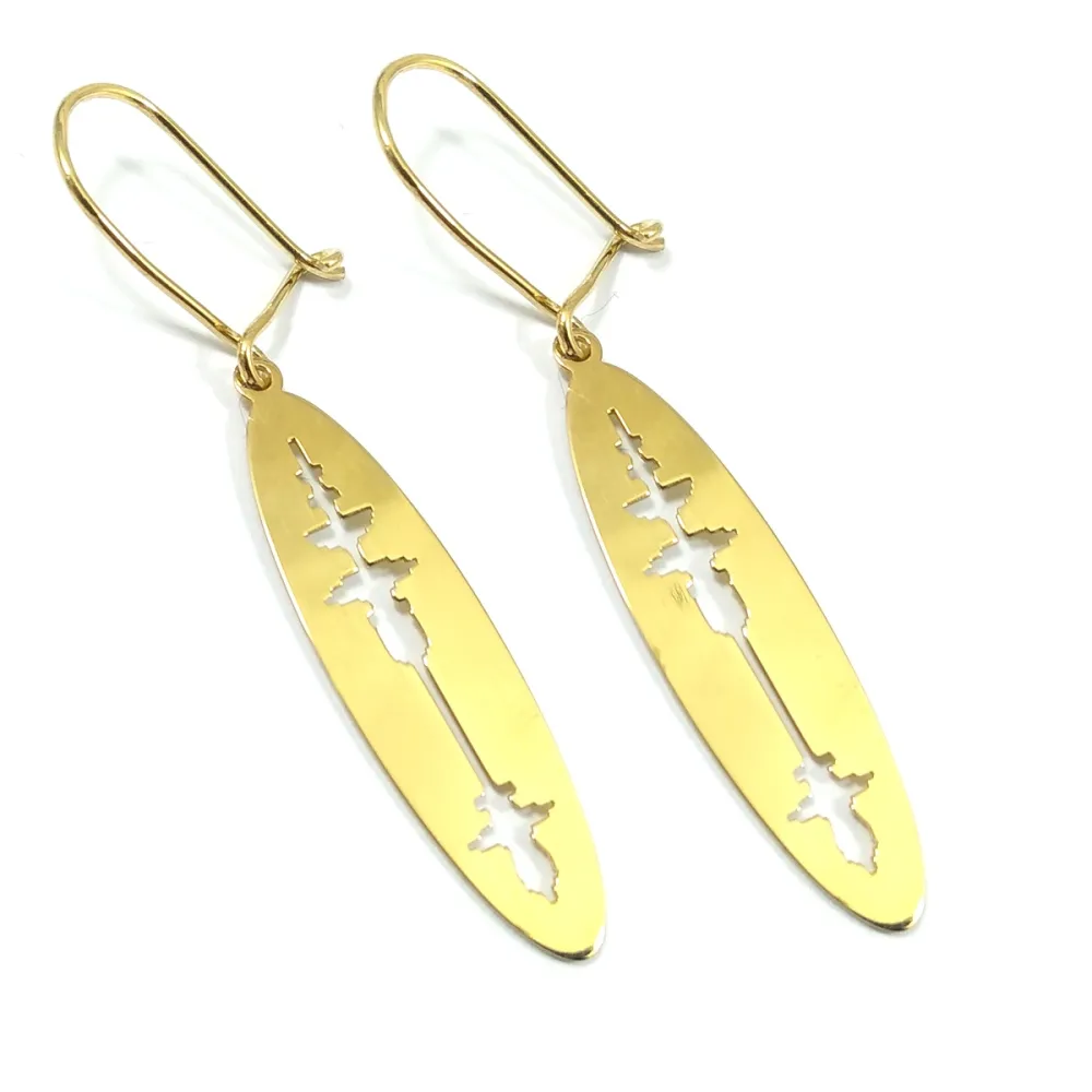 Gold plated sterling silver soundwave earrings