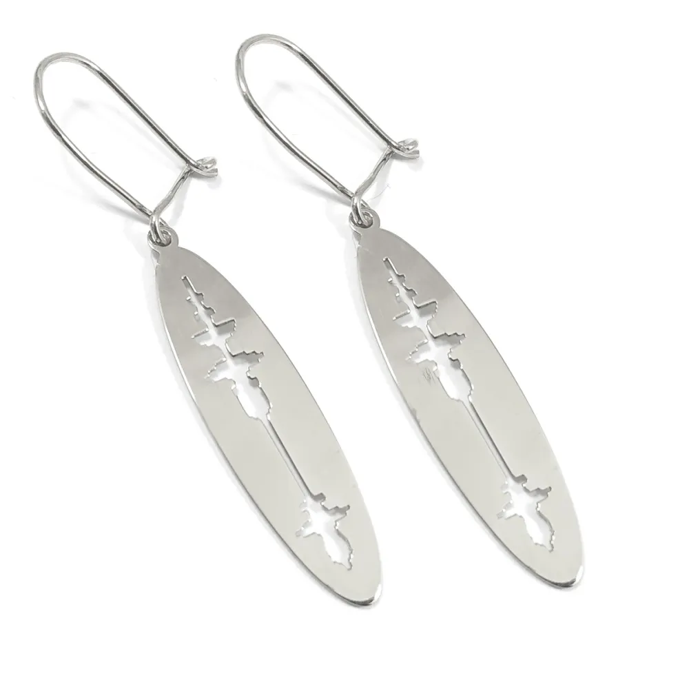Sterling silver cut soundwave earrings Sterling silver cut soundwave earrings