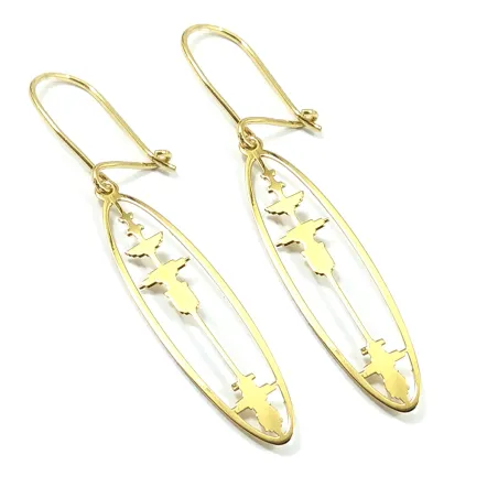 Gold plated sterling silver cut soundwave earrings
