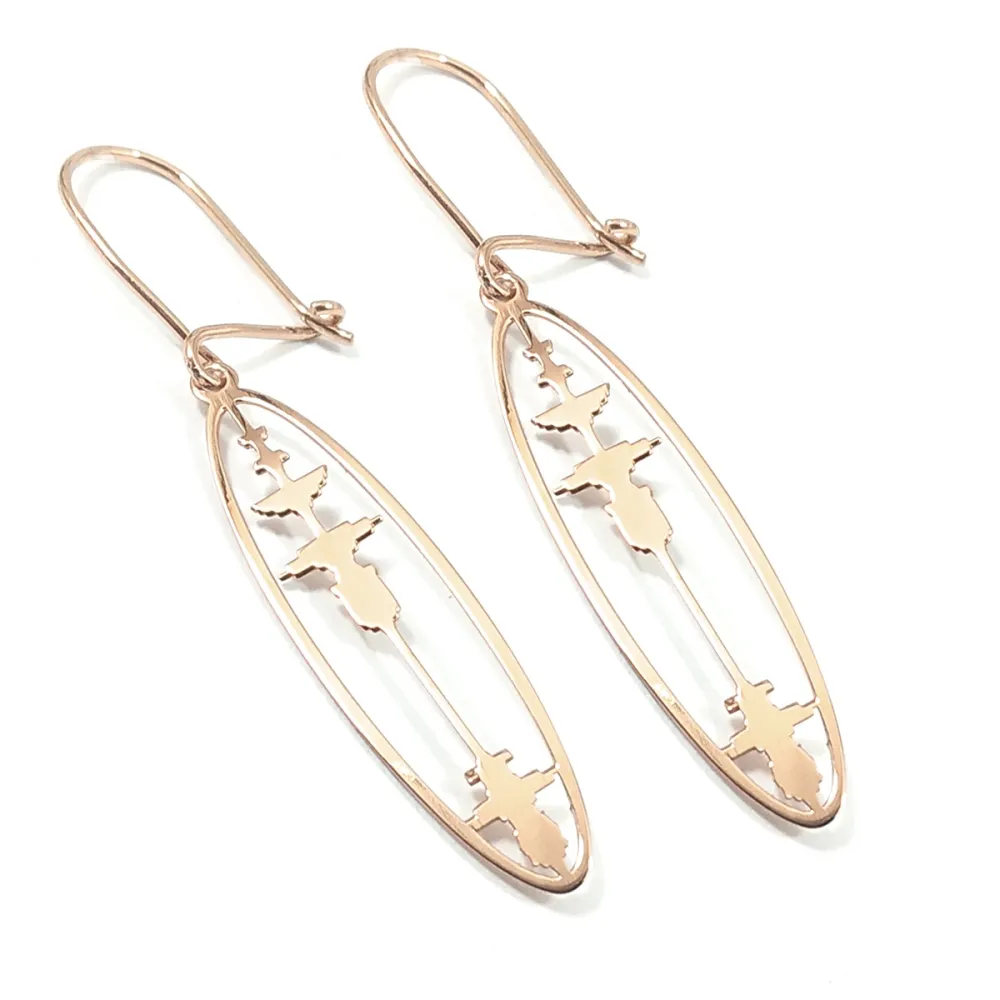Rose gold plated sterling silver cut soundwave earrings