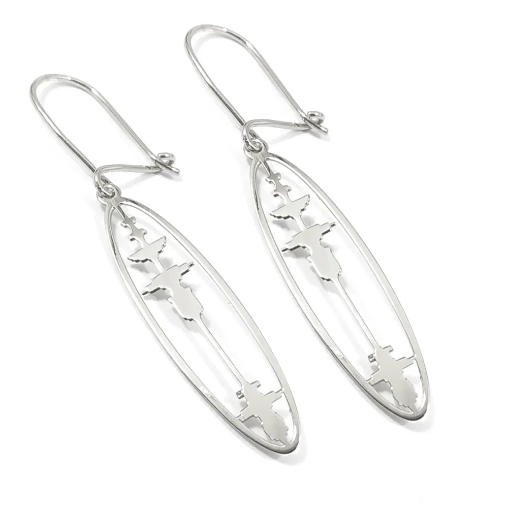 Sterling silver cut soundwave earrings
