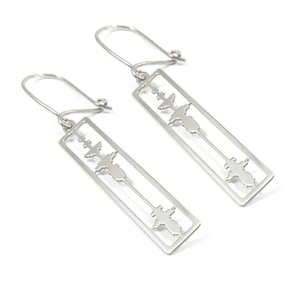 Sterling silver cut soundwave earrings