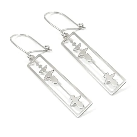 Sterling silver cut soundwave earrings
