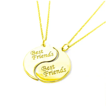Σετ 2 ασημένια κολιέ γιν γιανκ (Yin Yang) best friends