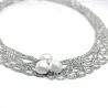 Handmade necklace with knitted wire, silver, steel and pearls