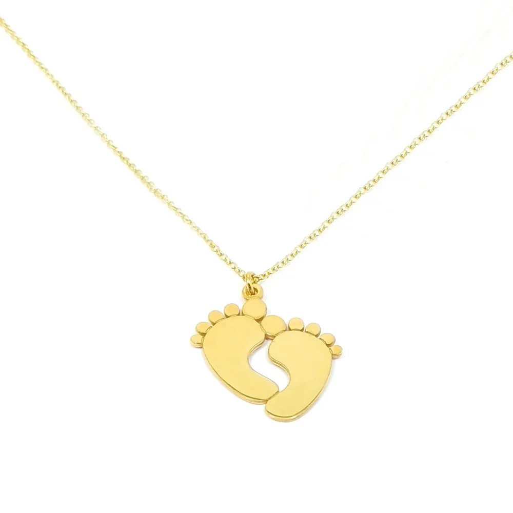 Gold plated sterling silver baby feet necklace