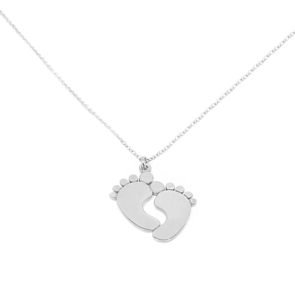 Sterling silver baby feet necklace
