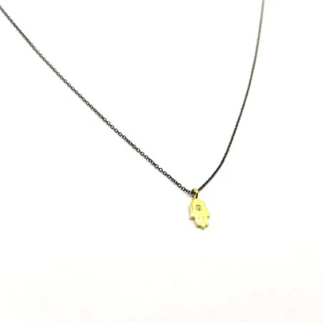 K14 Gold pendant with black rhodium plated silver chain