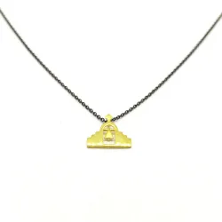 K14 Gold pendant with black rhodium plated silver chain