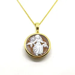 Necklace with authentic Cameo hand carved in silver gold plated
