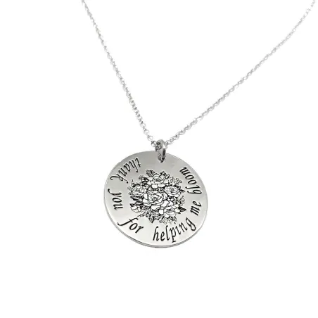 Flower bouquet necklace in platinum plated sterling silver