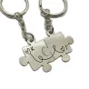 Double puzzle keychain with monograms made of nickel silver with stainless steel ring