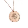 Κολιέ πυξίδα με συντεταγμένες σε ασήμι 925 ροζ επιχρυσωμένο