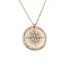 Compass with text necklace in sterling silver rose gold plated