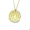 Necklace with a text in a spiral form in sterling silver gold plated