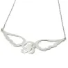 Silver necklace with big monogram with wings platinum plated