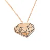 Silver necklace with diamond shaped pendant and 2 monograms, platinum plated Silver necklace with diamond shaped pendant and 2 monograms, platinum plated