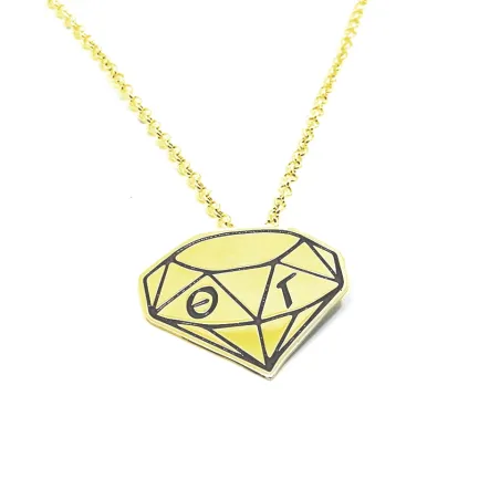 Silver necklace with diamond shaped pendant and 2 monograms, gold plated