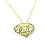 Silver necklace with diamond shaped pendant and 2 monograms, gold plated Silver necklace with diamond shaped pendant and 2 monograms, gold plated