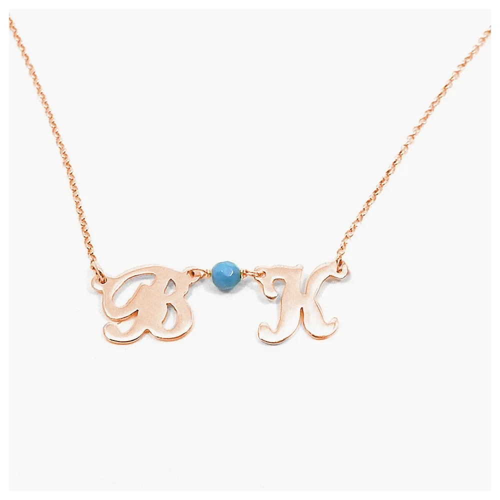 Silver necklace with 2 initials gold plated Silver necklace with 2 initials gold plated