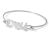 Bangle bracelet with your initials and heart on platinum plated silver Bangle bracelet with your initials and heart on platinum plated silver