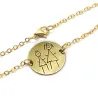 Gold plated silver bracelet with engraved kid drawing, stainless steel chain