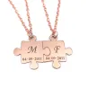 Set of 2necklaces with silver rose gold plated puzzle pieces, stainless steel chain Set of 2necklaces with silver rose gold plated puzzle pieces, stainless steel chain