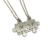 Set of 2 necklaces with nickel silver puzzle pieces, stainless steel chain Set of 2 necklaces with nickel silver puzzle pieces, stainless steel chain