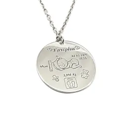 Sterling silver necklace with the birth details of your girl