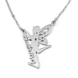 Fairy necklace with name in platinum plated sterling silver