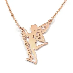 Fairy necklace with name in rose gold plated sterling silver