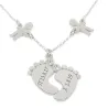 Sterling silver baby feet necklace with monogram, date and swarovski birthstone