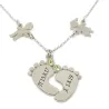 Sterling silver baby feet necklace with monogram, date and swarovski birthstone