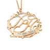 Gold plated sterling silver necklace with 2 calligraphic monograms on a frame and date Gold plated sterling silver necklace with 2 calligraphic monograms on a frame and date