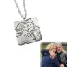 Silver platinum plated pendant with engraved photo + date on the back side Silver platinum plated pendant with engraved photo + date on the back side